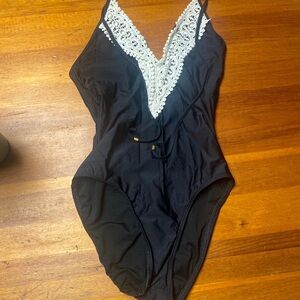 Ella Moss Black and White Lace One Piece Swimwear